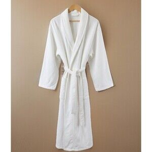 Pottery Barn Dream Bath Robe 100% Cotton Organic Size L White Heavy Bathrobe
